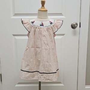 Sailboat Embroidered Kids Dress